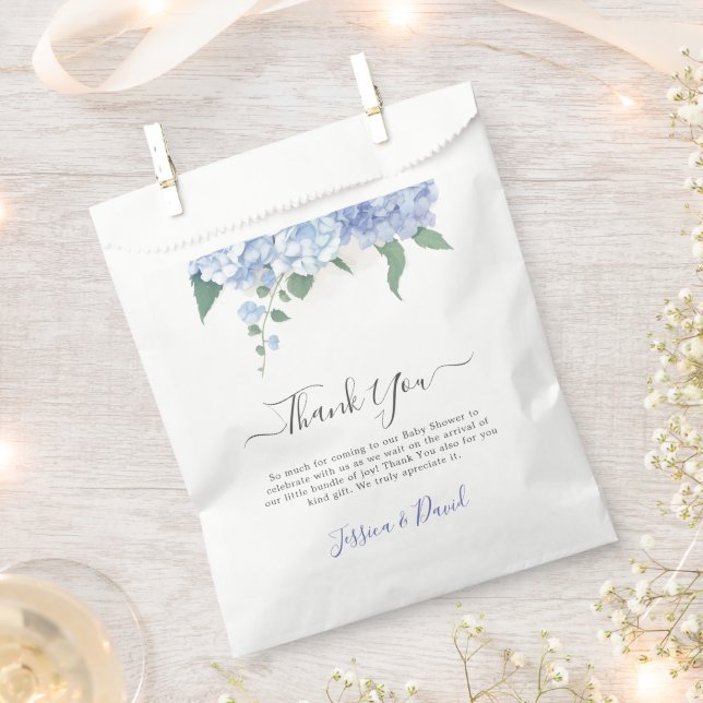  It's A Boy Blue Hydrangea Botanical Baby Shower Favour Bags (Clipped)
