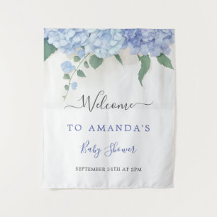  It's A Boy Blue Hydrangea Botanical Baby Shower Tapestry