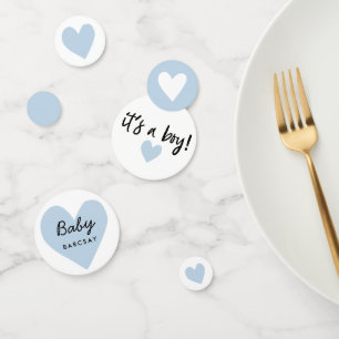 its a boy Blue Modern Heart Baby Shower Confetti