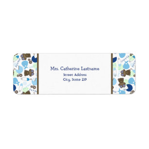 It's A Boy Blue Pattern Baby Shower Address Label