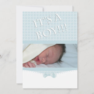 It's a Boy! Blue Photo Birth Announcement