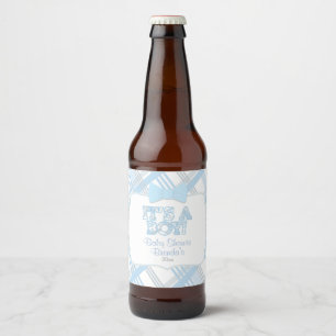 It's A Boy, Blue Plaid Baby Shower Beer Bottle Label