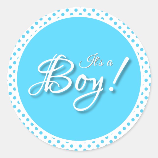 It's a Boy blue polka dot Classic Round Sticker (Front)