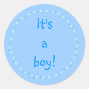 It's a boy! Blue polka dots circle Stickers