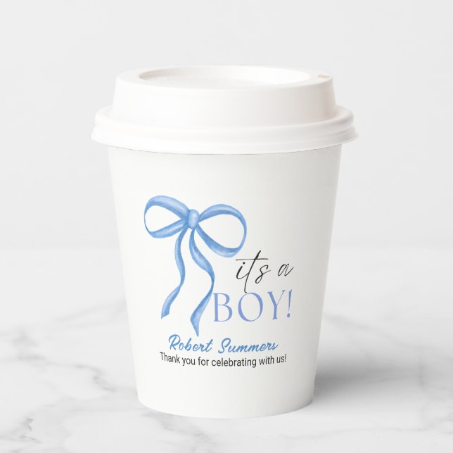 It's a Boy Blue Ribbon Paper Cups (Front)