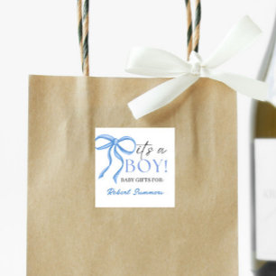 It's a Boy Blue ribbon Square Sticker