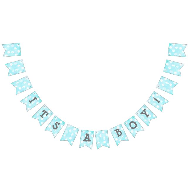 Its a boy Blue Seashells Beach Themed Baby Shower Bunting (All)
