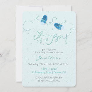 It's a boy blue shoes baby shower invitation