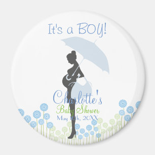 It's a BOY! Blue Silhouette Baby Shower Magnet