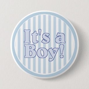 It's a Boy Blue Stripe Announcement 7.5 Cm Round Badge