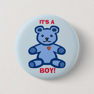 "It's a boy" blue teddy bear 6 Cm Round Badge