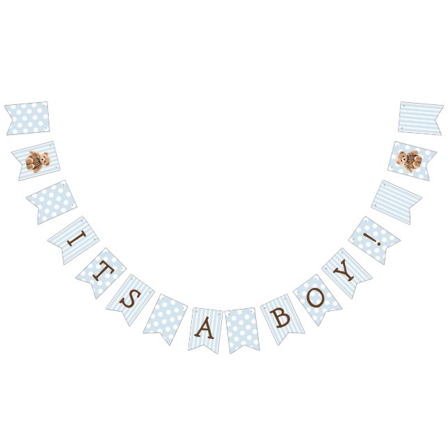 It's a Boy Blue Teddy Bear Baby Shower Bunting (All)