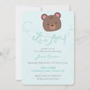 It's a boy blue teddy bear baby shower invitation