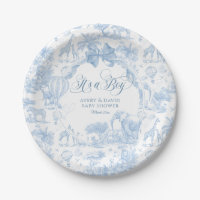 Its a Boy Blue Toile Safari Animal Baby Shower