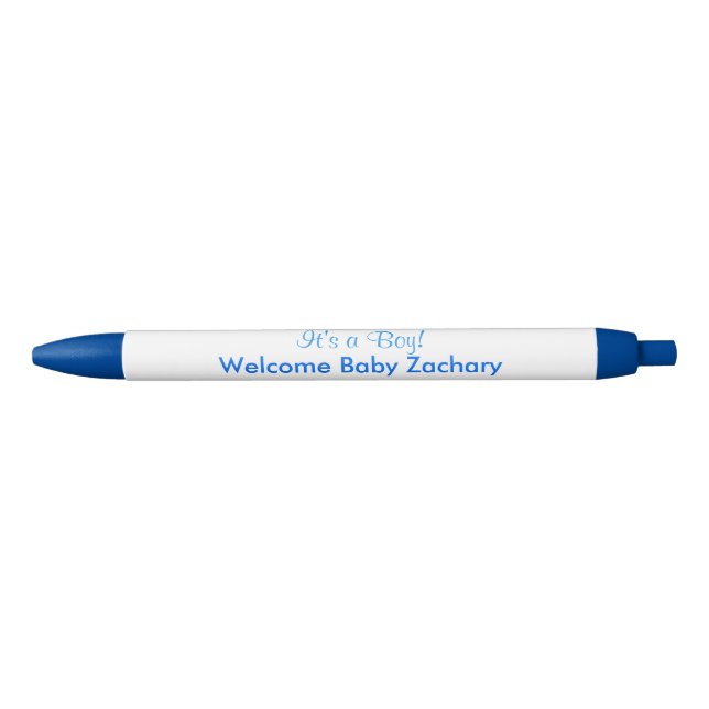It's A Boy Blue White Announcements Blue Ink Pen (Front)
