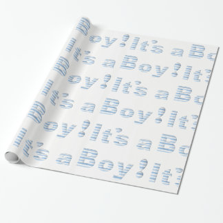IT'S A BOY! Blue & White BABY SHOWER Wrapping Paper
