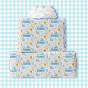 It's a Boy Blue & White Bassinet Baby Shower Wrapping Paper