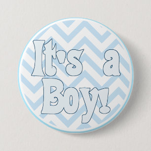 It's a Boy Blue Zigzag Announcement 7.5 Cm Round Badge