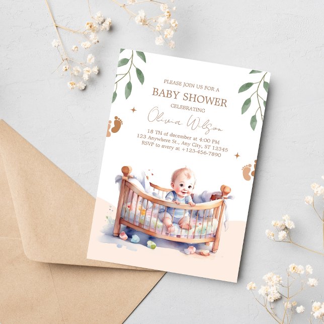 It's a Boy Boho Bassinet  baby shower Invitation (Creator Uploaded)