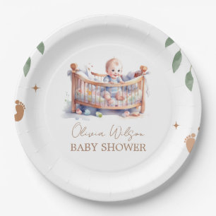 Its a boy Boho Bassinet Baby Shower Paper Plate