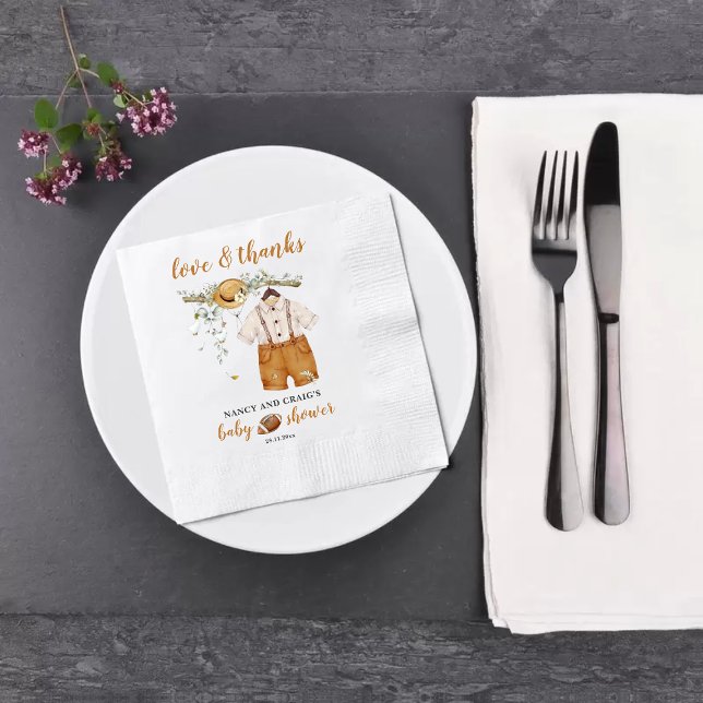 It's A Boy Boho Football Watercolor Baby Shower Napkin (Creator Uploaded)