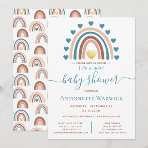It's a Boy Boho Rainbow Baby Shower Invitation