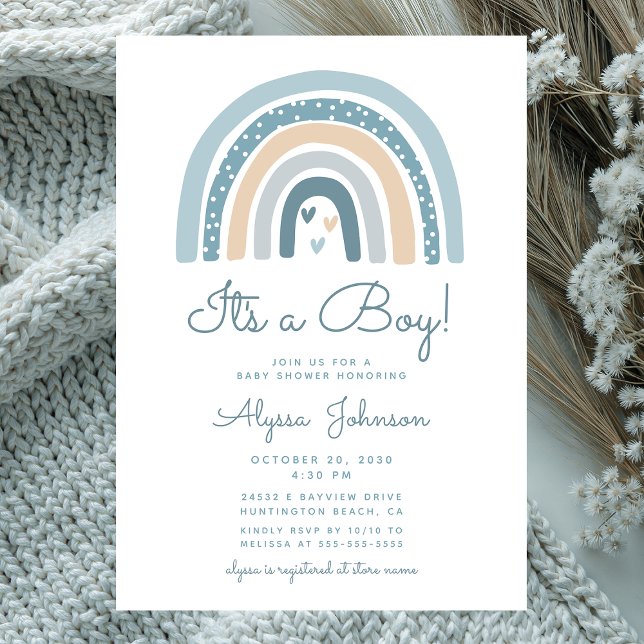 It's A Boy Boho Rainbow Baby Shower Invitation (Creator Uploaded)
