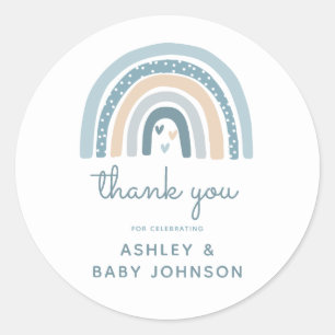 It's a Boy Boho Rainbow Baby Shower Thank You Classic Round Sticker