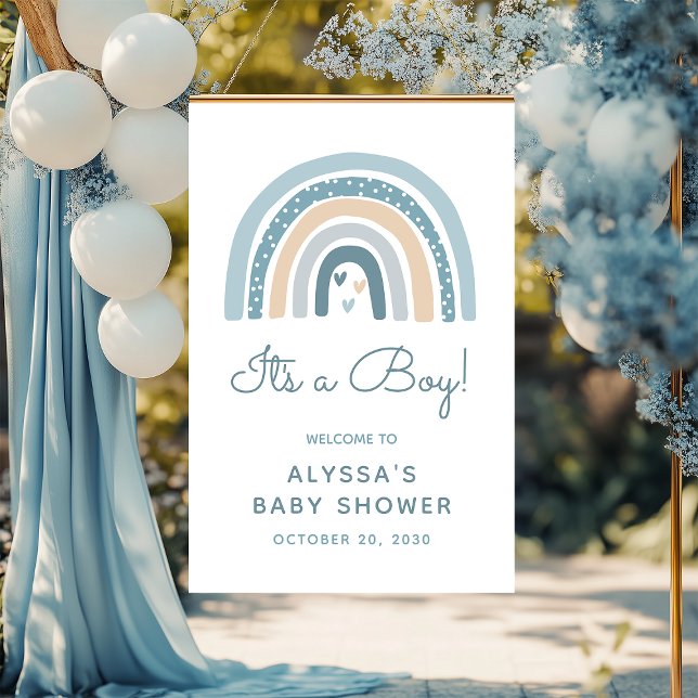 It's A Boy Boho Rainbow Baby Shower Welcome Poster (Creator Uploaded)