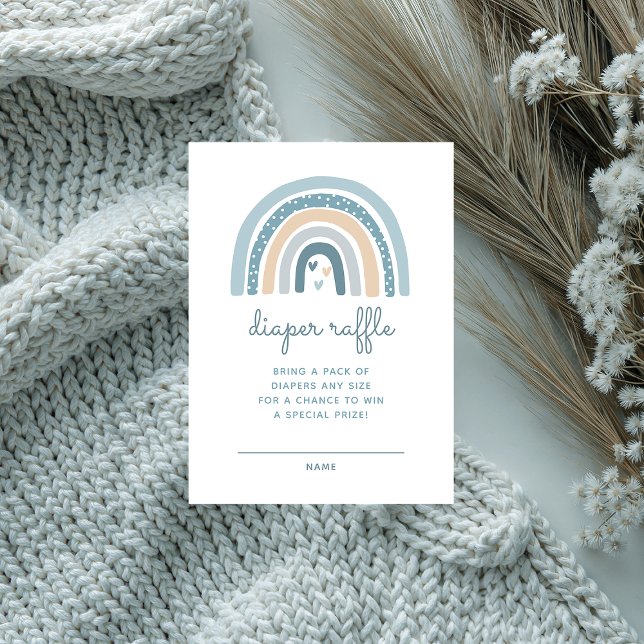 It's A Boy Boho Rainbow Diaper Raffle Enclosure Card (Creator Uploaded)