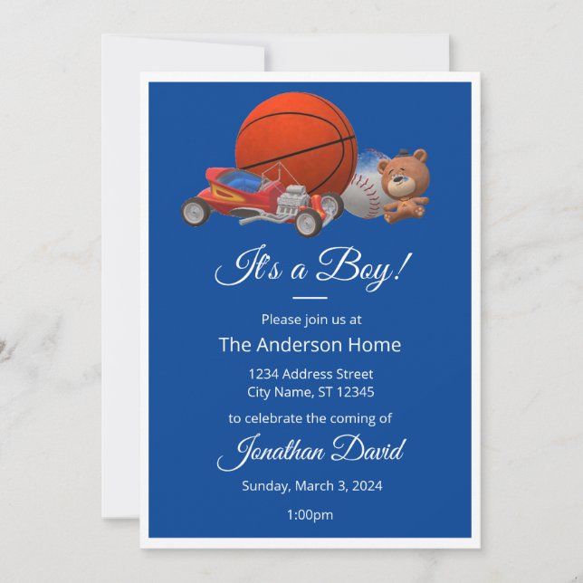 It's a Boy! Boy Toys Invitation (Front)