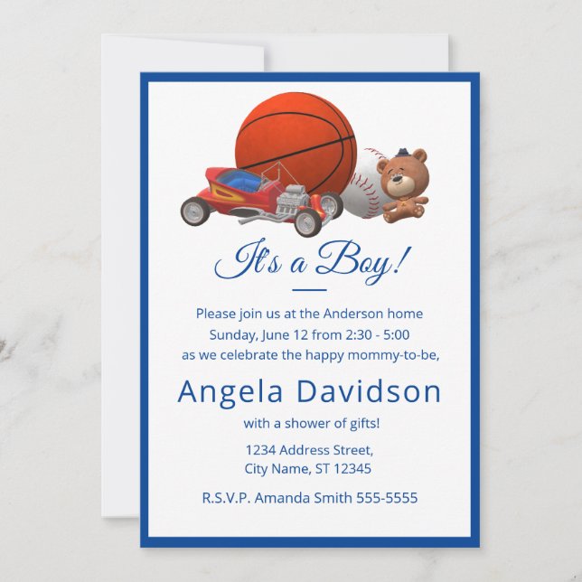 It's a Boy! Boy Toys Invitation (Front)