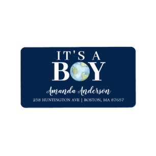 It's A Boy!  Boys Baby Shower Address  Label