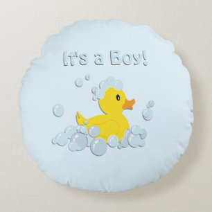 It's a Boy Bubble Baby Blue Round Cushion