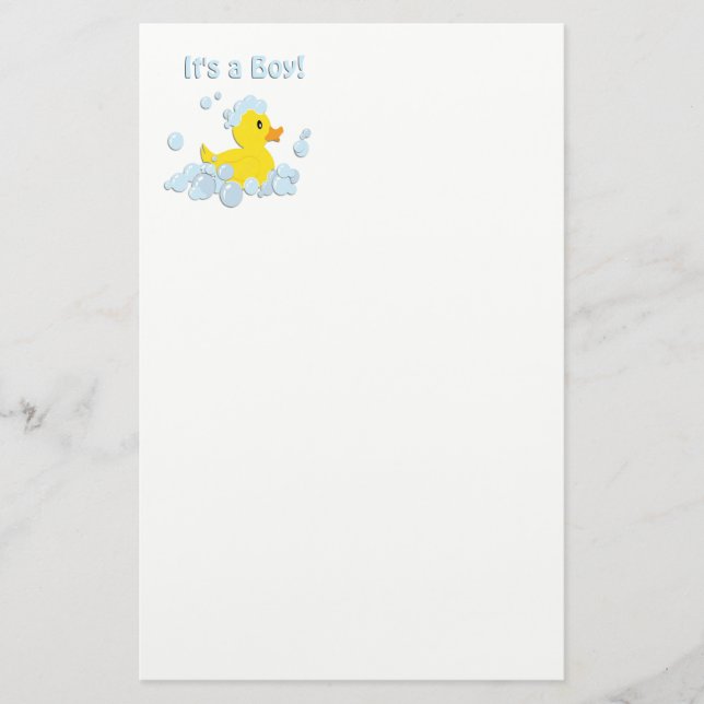 It's a Boy Bubble Baby Shower Blue Stationery (Front)