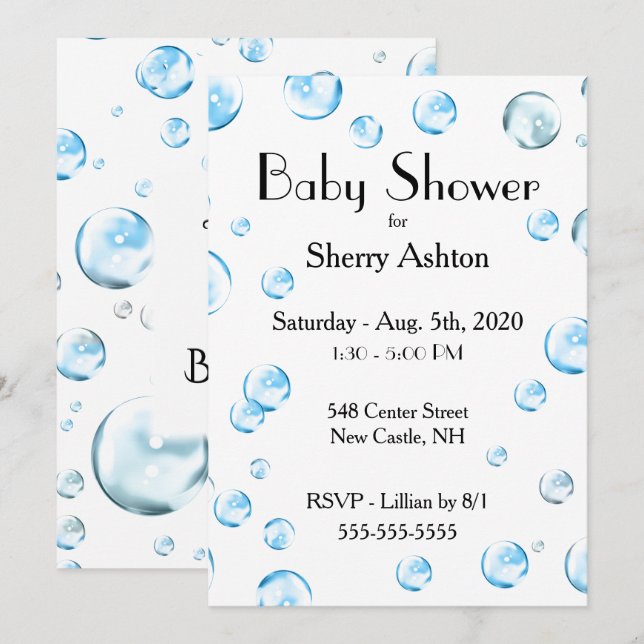 It's a Boy Bubble Baby Shower Invitation (Front/Back)