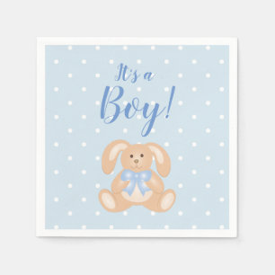 It's a Boy Bunny Rabbit Pastel Blue Baby Shower Napkin