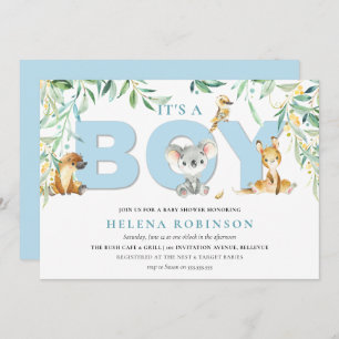 It's A Boy Bush Babies Baby Shower Invitations