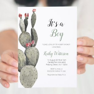 It's a boy Cactus Peach Baby Shower Invitation
