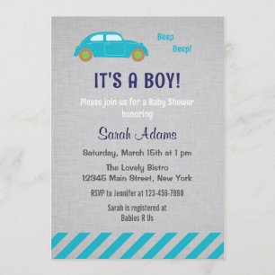 It's A Boy Car Baby Shower Invitation