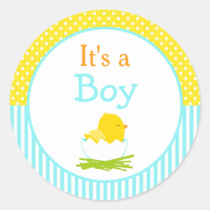 It's a Boy Chick Baby Shower Classic Round Sticker