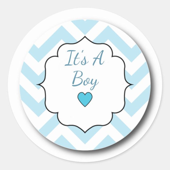 It's A Boy Classic Round Sticker (Front)