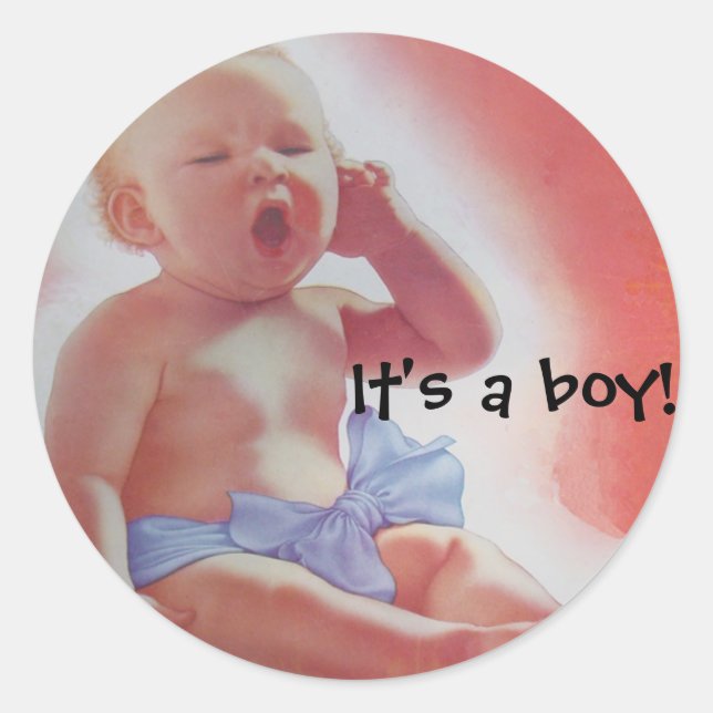 It's a boy! classic round sticker (Front)