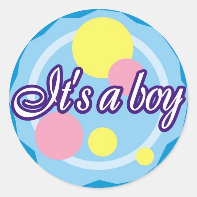 It's A Boy Classic Round Sticker (Front)