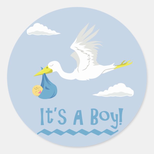 It's a Boy! Classic Round Sticker (Front)