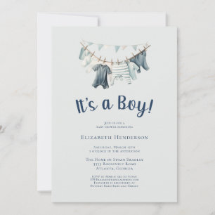 It's a Boy Clothes Clothesline Baby Shower Invitation