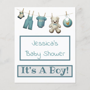 It's A Boy Clothes Line Baby Shower Program