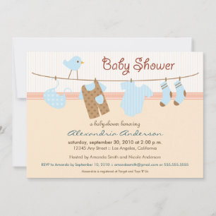 It's a Boy! Clothesline Baby Shower Invitation