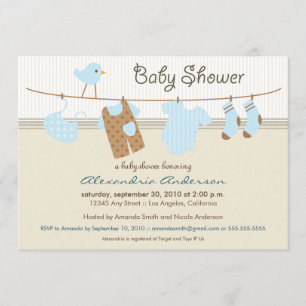 It's a Boy! Clothesline Baby Shower Invitation