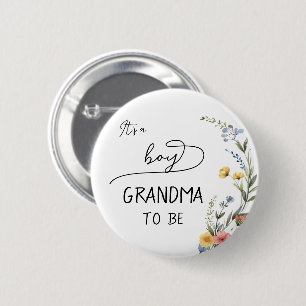 It's a Boy! Colourful Wildflower Grandma-to-be 6 Cm Round Badge